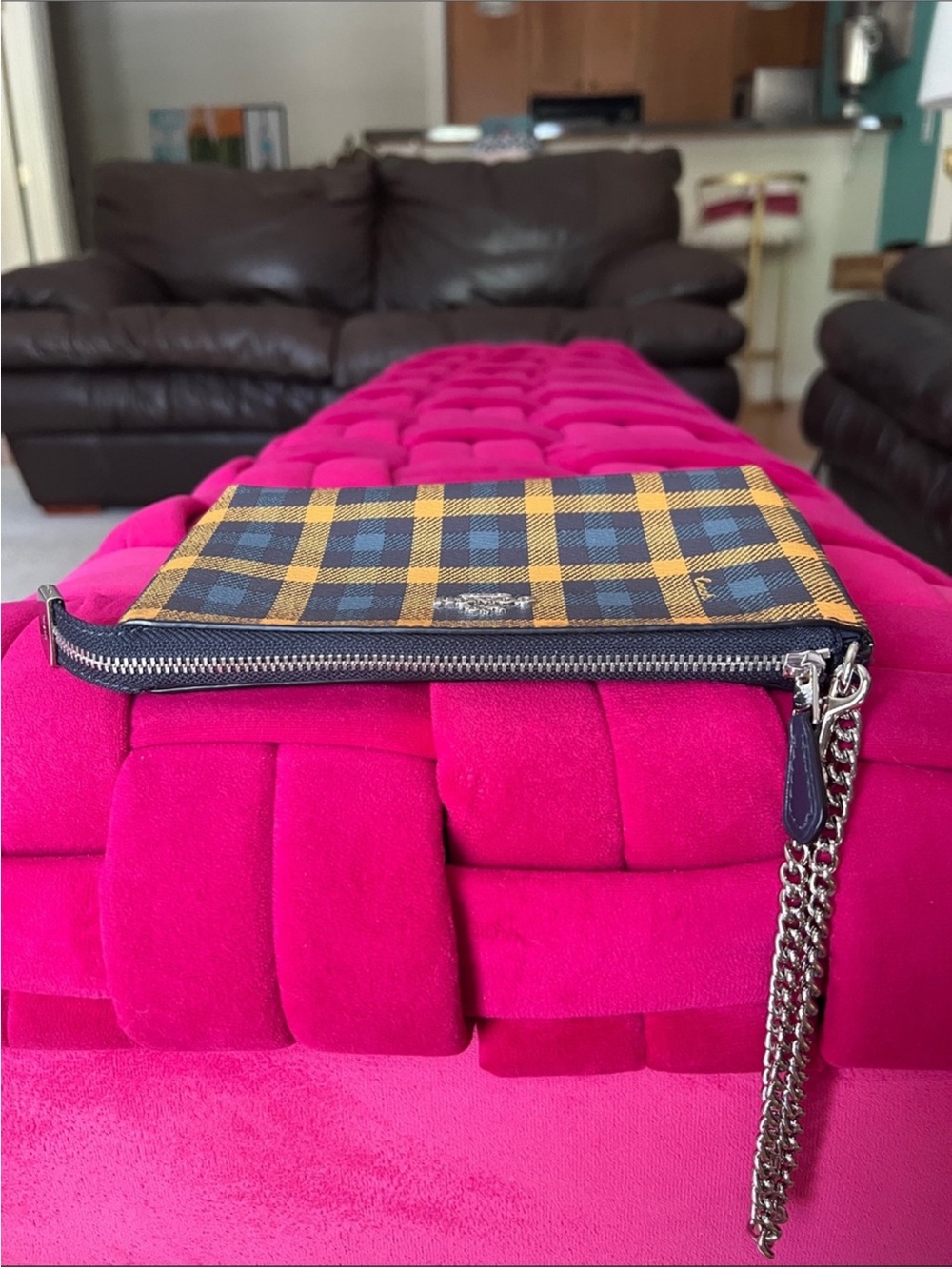 Coach Plaid Large Zip Wristlet Clutch - Picture 11 of 14